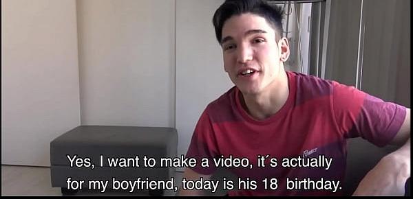  Young Amateur Latino Twink Fucks Boyfriend On Camera For 18th Birthday Present